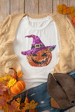 Load image into Gallery viewer, Sequin Pumpkin Round Neck Short Sleeve T-Shirt