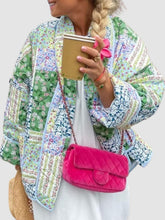 Load image into Gallery viewer, Printed Patchwork Open Front Cardigan with Pockets