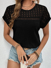 Load image into Gallery viewer, Waffle-Knit Round Neck Short Sleeve Top