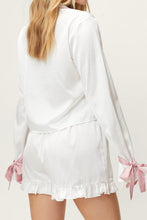 Load image into Gallery viewer, Basic Bae Tied Cuff Collared Neck Top and Frill Shorts Lounge Set