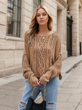 Load image into Gallery viewer, Round Neck Dropped Shoulder Long Sleeve Sweater