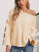 Load image into Gallery viewer, Crochet Flower Long Sleeve Sweater