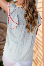 Load image into Gallery viewer, Embroidered Round Neck Cap Sleeve Blouse