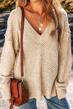Load image into Gallery viewer, V-Neck Dropped Shoulder Long Sleeve Sweater
