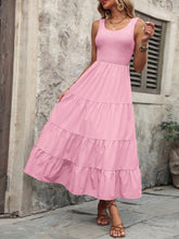 Load image into Gallery viewer, Smocked Scoop Neck Sleeveless Tank Dress