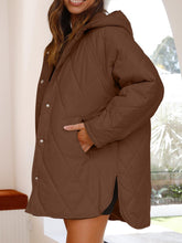 Load image into Gallery viewer, Slit Snap Down Long Sleeve Hooded Jacket