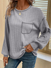 Load image into Gallery viewer, Mandy Contrast Stitching Round Neck Long Sleeve T-Shirt