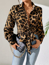Load image into Gallery viewer, Leopard Collared Neck Long Sleeve Shirt