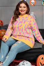 Load image into Gallery viewer, Plus Size Contrast Round Neck Long Sleeve Sweater