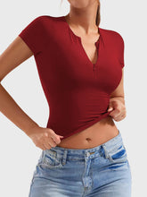 Load image into Gallery viewer, Lovelet Half Zip Short Sleeve T-Shirt