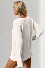 Load image into Gallery viewer, Double Take Corded Rib Thumbhole Cuff Round Neck T-Shirt