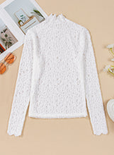 Load image into Gallery viewer, Flower Lace Mock Neck Long Sleeve Top