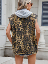 Load image into Gallery viewer, Leopard Buttton Up Denim Vest