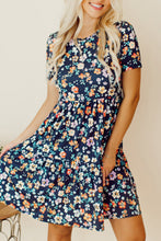 Load image into Gallery viewer, Floral Round Neck Short Sleeve Mini Dress