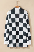 Load image into Gallery viewer, Checkered Open Front Long Sleeve Cover Up