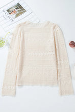 Load image into Gallery viewer, Lace Round Neck Long Sleeve Blouse