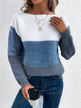 Load image into Gallery viewer, Color Block Drop Shoulder Long Sleeve Sweater
