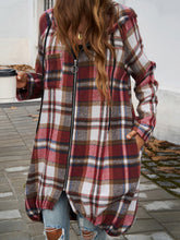 Load image into Gallery viewer, Plaid Zip Up Hooded Coat