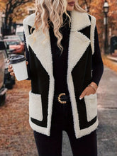 Load image into Gallery viewer, Full Size Contrast Open Front Sherpa Vest Coat
