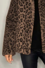 Load image into Gallery viewer, Full Size Leopard Furry Collared Neck Long Sleeve Coat