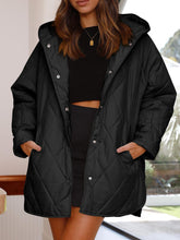 Load image into Gallery viewer, Slit Snap Down Long Sleeve Hooded Jacket