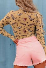 Load image into Gallery viewer, Printed Mock Neck Long Sleeve Bodysuit