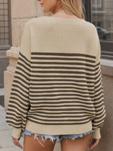 Load image into Gallery viewer, Striped Round Neck Long Sleeve Sweater