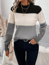 Load image into Gallery viewer, Color Block Mock Neck Long Sleeve Sweater