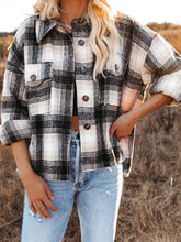 Load image into Gallery viewer, Pocketed Plaid Button Down Long Sleeve Shacket
