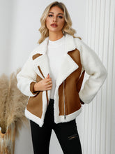 Load image into Gallery viewer, Pocketed Sherpa Zip Up Long Sleeve Jacket