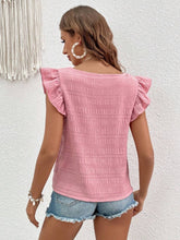 Load image into Gallery viewer, Ruffled Square Neck Cap Sleeve Blouse