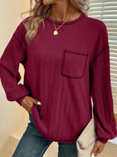 Load image into Gallery viewer, Mandy Contrast Stitching Round Neck Long Sleeve T-Shirt