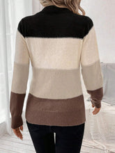 Load image into Gallery viewer, Color Block Mock Neck Long Sleeve Sweater