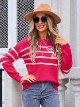 Load image into Gallery viewer, Striped Round Neck Long Sleeve Sweater