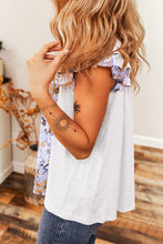Load image into Gallery viewer, Ruffled Floral Square Neck Cap Sleeve Blouse