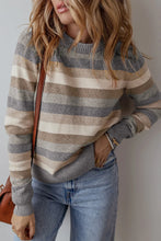 Load image into Gallery viewer, Striped Round Neck Long Sleeve Sweater