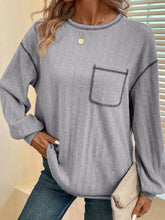 Load image into Gallery viewer, Mandy Contrast Stitching Round Neck Long Sleeve T-Shirt