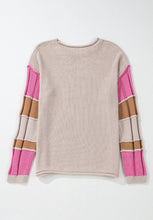 Load image into Gallery viewer, Color Block Round Neck Long Sleeve Sweater