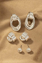 Load image into Gallery viewer, Premium Trio Metal Knot and Hoop Earrings