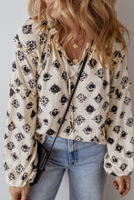 Load image into Gallery viewer, Printed Tie Neck Long Sleeve Blouse