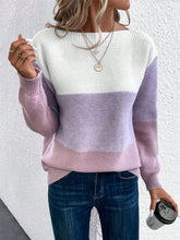 Load image into Gallery viewer, Color Block Drop Shoulder Long Sleeve Sweater