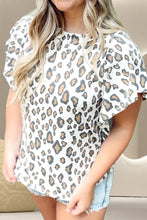 Load image into Gallery viewer, Leopard Round Neck Short Sleeve Blouse