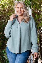 Load image into Gallery viewer, Plus Size Textured Johnny Collar Long Sleeve Sweatshirt