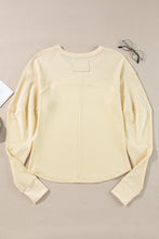Load image into Gallery viewer, Waffle-Knit Round Neck Long Sleeve Top