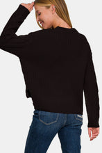 Load image into Gallery viewer, Zenana Cropped High Low Cable Sweater with Side Slits