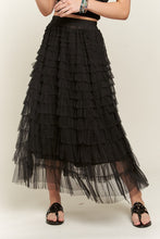 Load image into Gallery viewer, ADORA Elastic Waist Layered Mesh Midi Skirt
