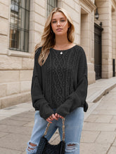 Load image into Gallery viewer, Round Neck Dropped Shoulder Long Sleeve Sweater