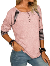 Load image into Gallery viewer, Full Size Striped Quarter Button Long Sleeve T-Shirt