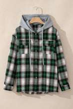 Load image into Gallery viewer, Drawstring Pocketed Plaid Hooded Jacket