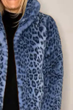 Load image into Gallery viewer, Full Size Leopard Furry Collared Neck Long Sleeve Coat